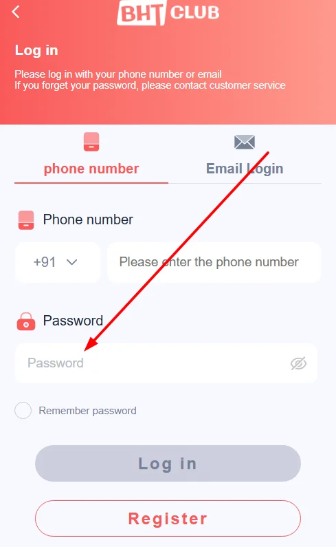 enter registered Password